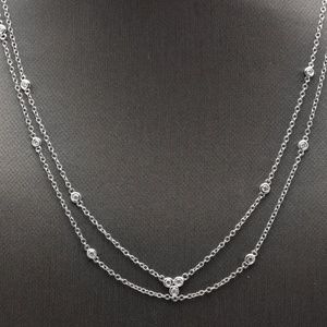 14k White Gold Diamond Chain Necklace